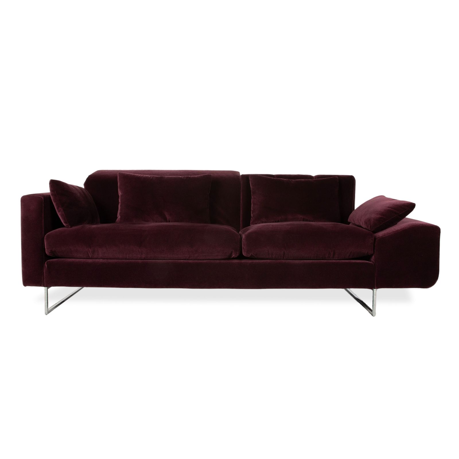 Ensemble canapé Brühl Embrace en velours violet aubergine, chrome, fonction manuelle photo 6928.0