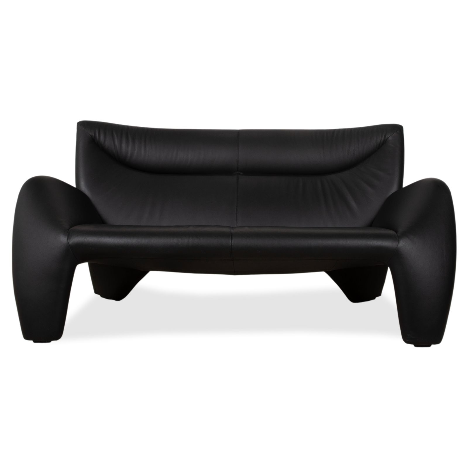 Ensemble Leolux Echnaton en cuir, 2 fauteuils et canapé 2 places, noir photo 5475.0