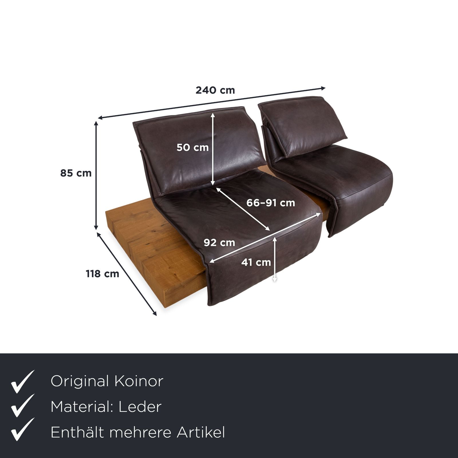 Canapé 2 places et ottoman Koinor Free Motion Edit 3 en cuir brun chocolat, fonction électrique/manuelle photo furniture