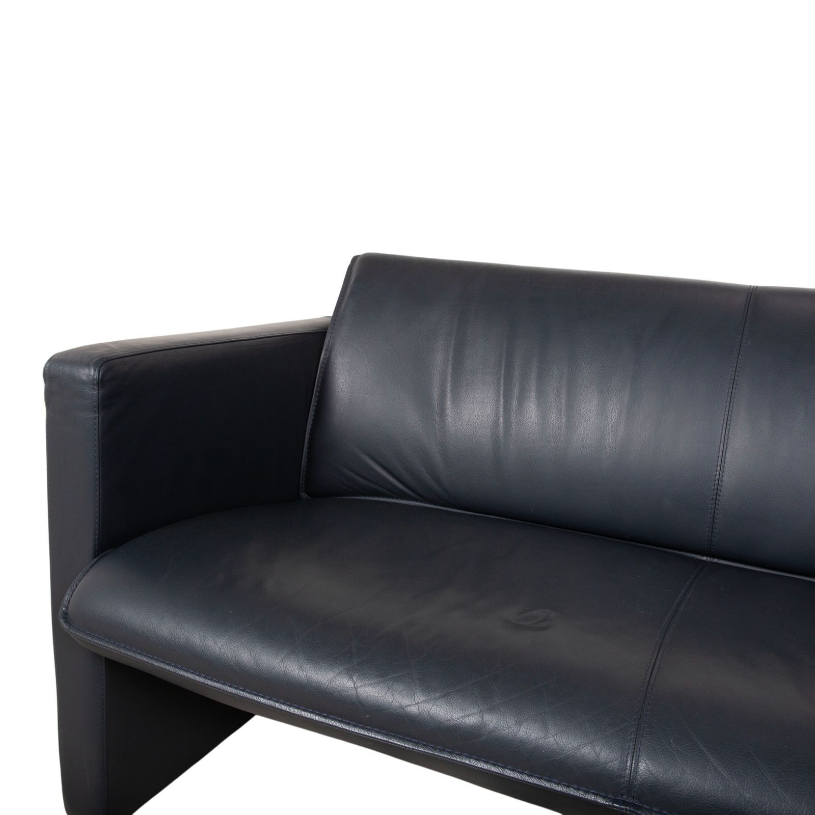 photo furniture Ensemble Leolux canapé 3 places, canapé 2 places et pouf en cuir bleu foncé