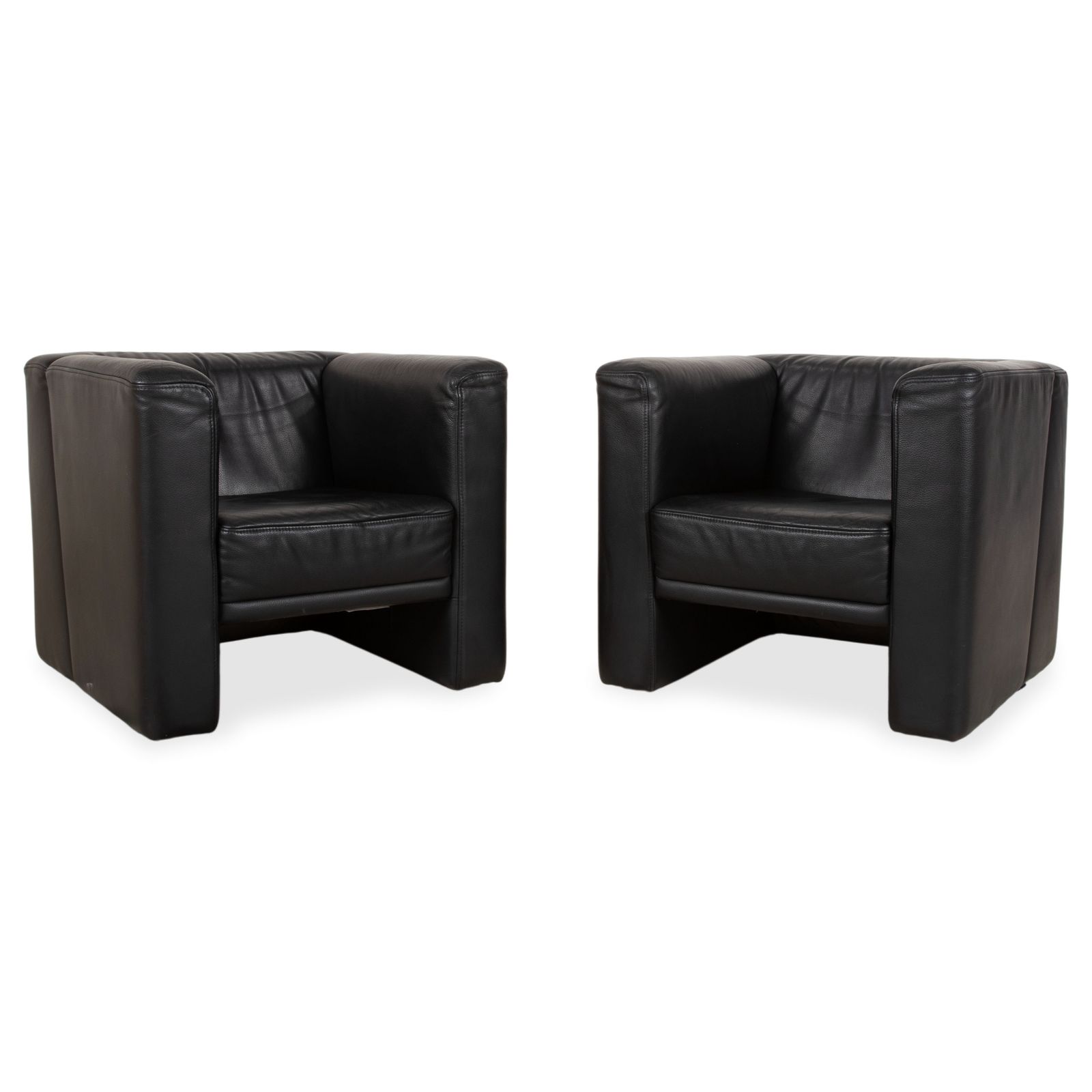 Ensemble de 2 fauteuils Brühl Visavis en cuir noir