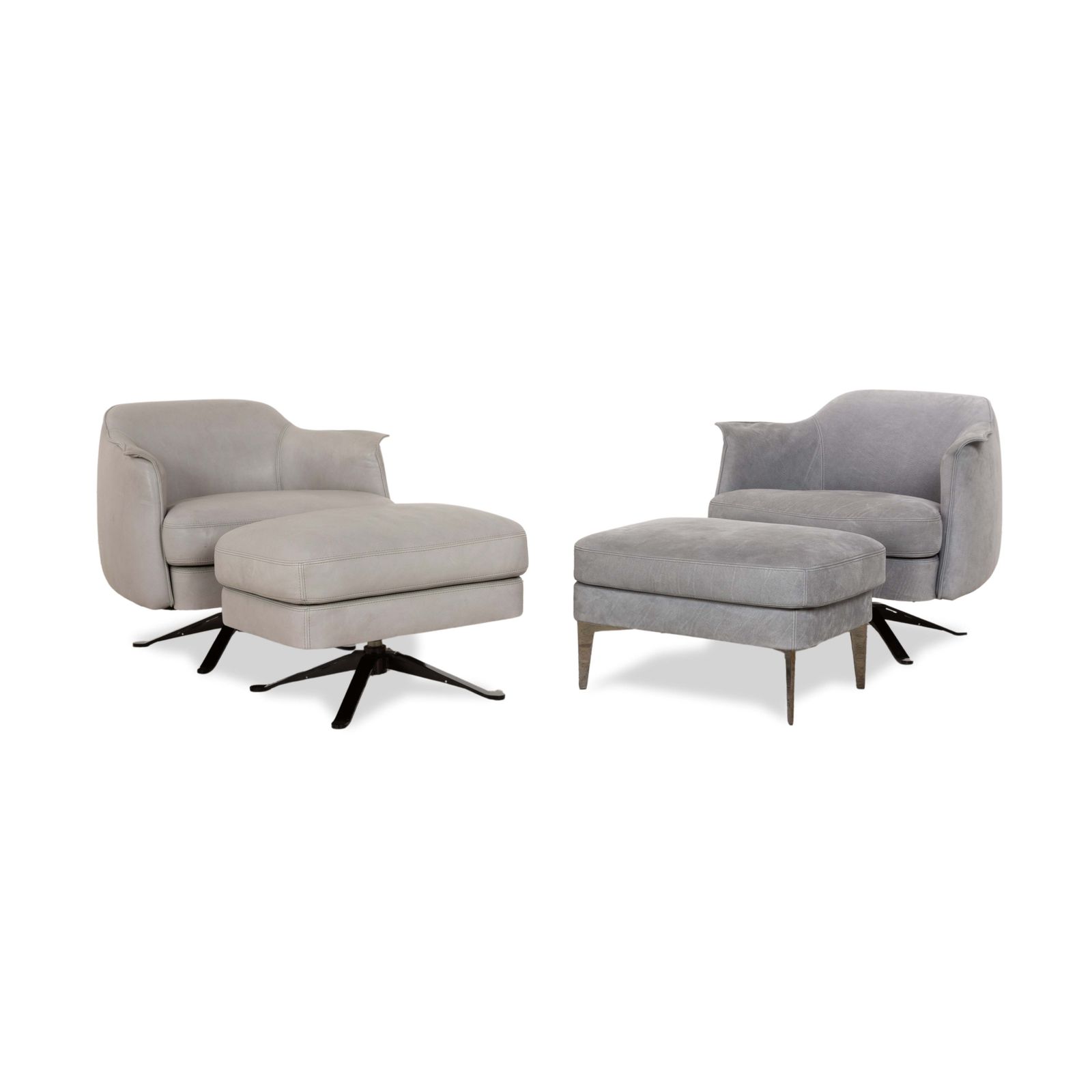 Ensemble de fauteuils Cierre Boheme en cuir, gris