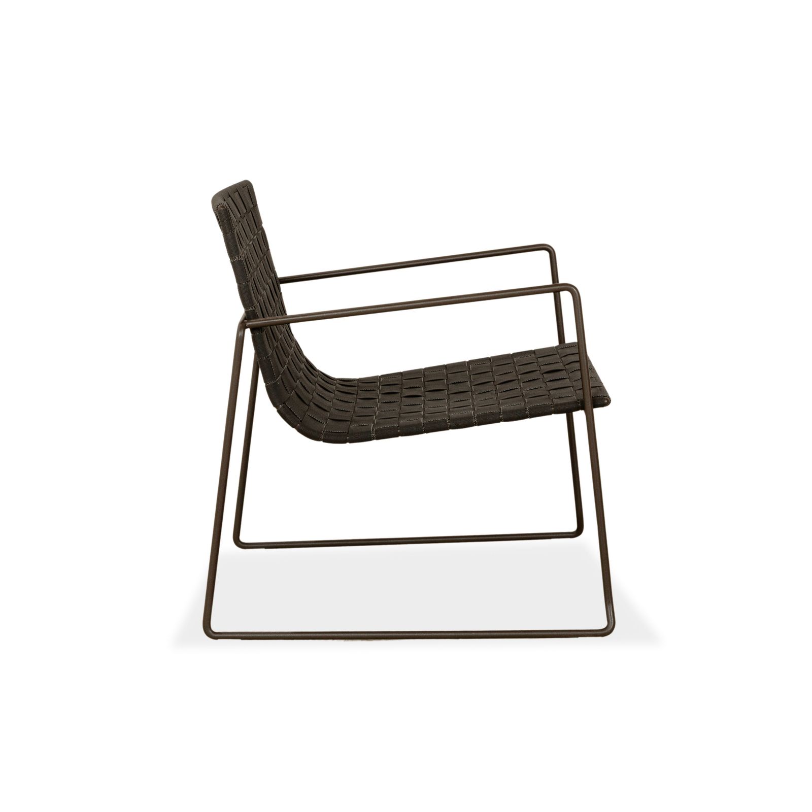 Set van 2 Andreu World Trenza Metal fauteuils zwart donkerbruin outdoor tuin photo vintage