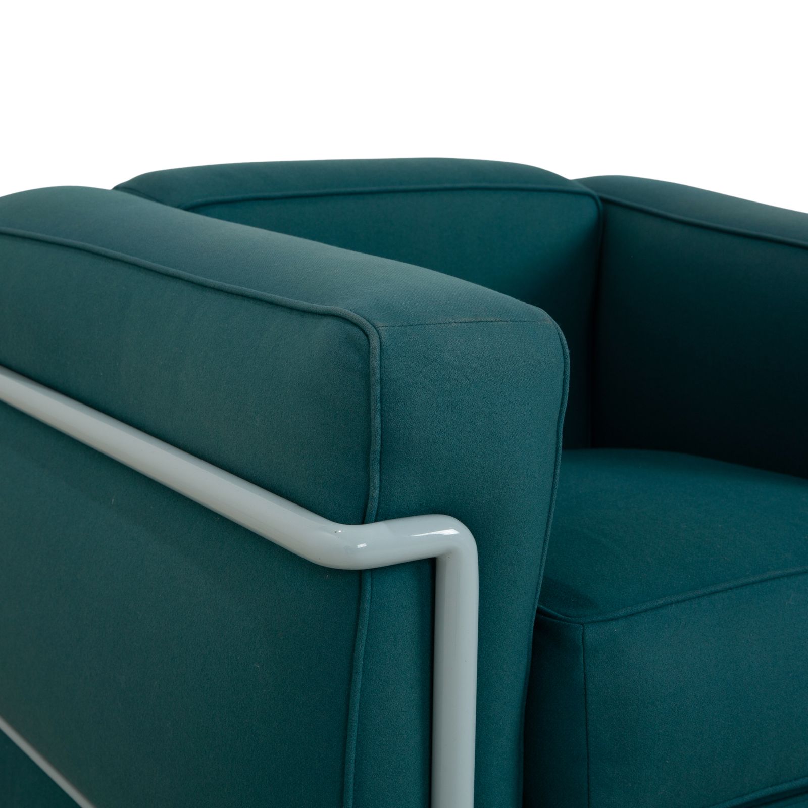 Fauteuil Cassina Le Corbusier LC 2 en tissu bleu pétrole, Bauhaus photo buy