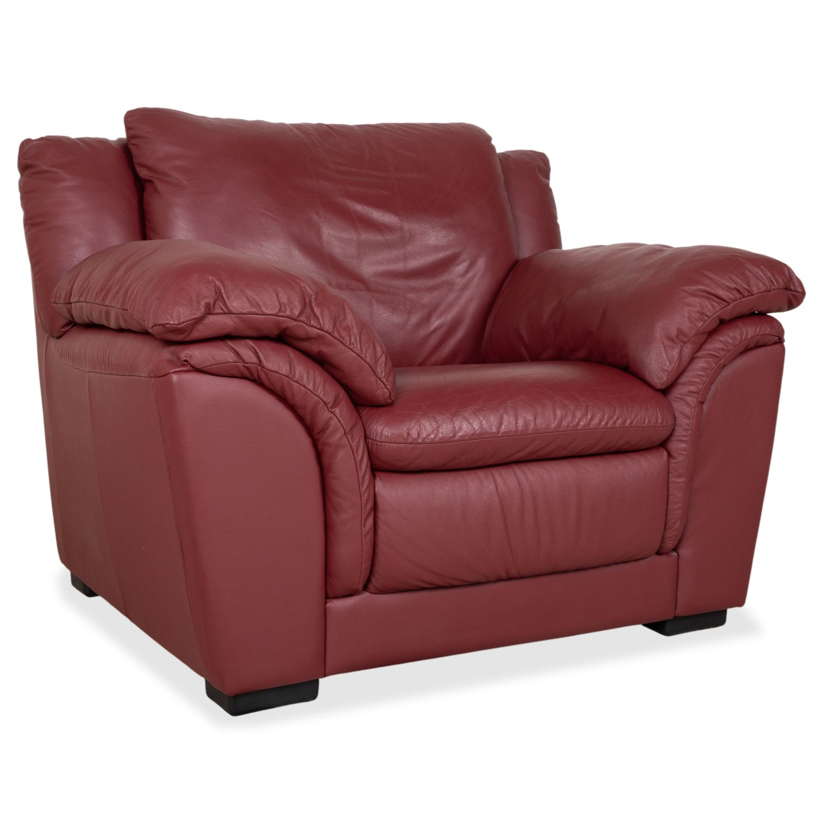 Ensemble de 2 fauteuils en cuir rouge Natuzzi photo for sale