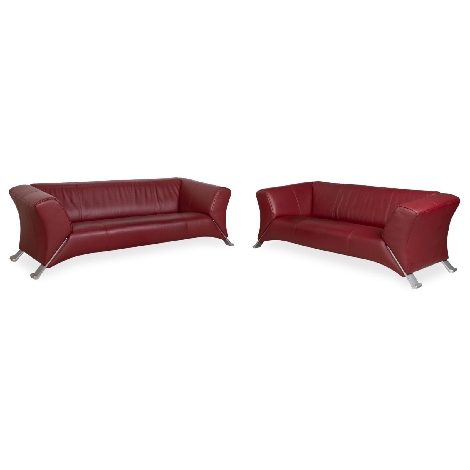 Ensemble canapé Rolf Benz 322 en cuir rouge, 3 places et 2 places