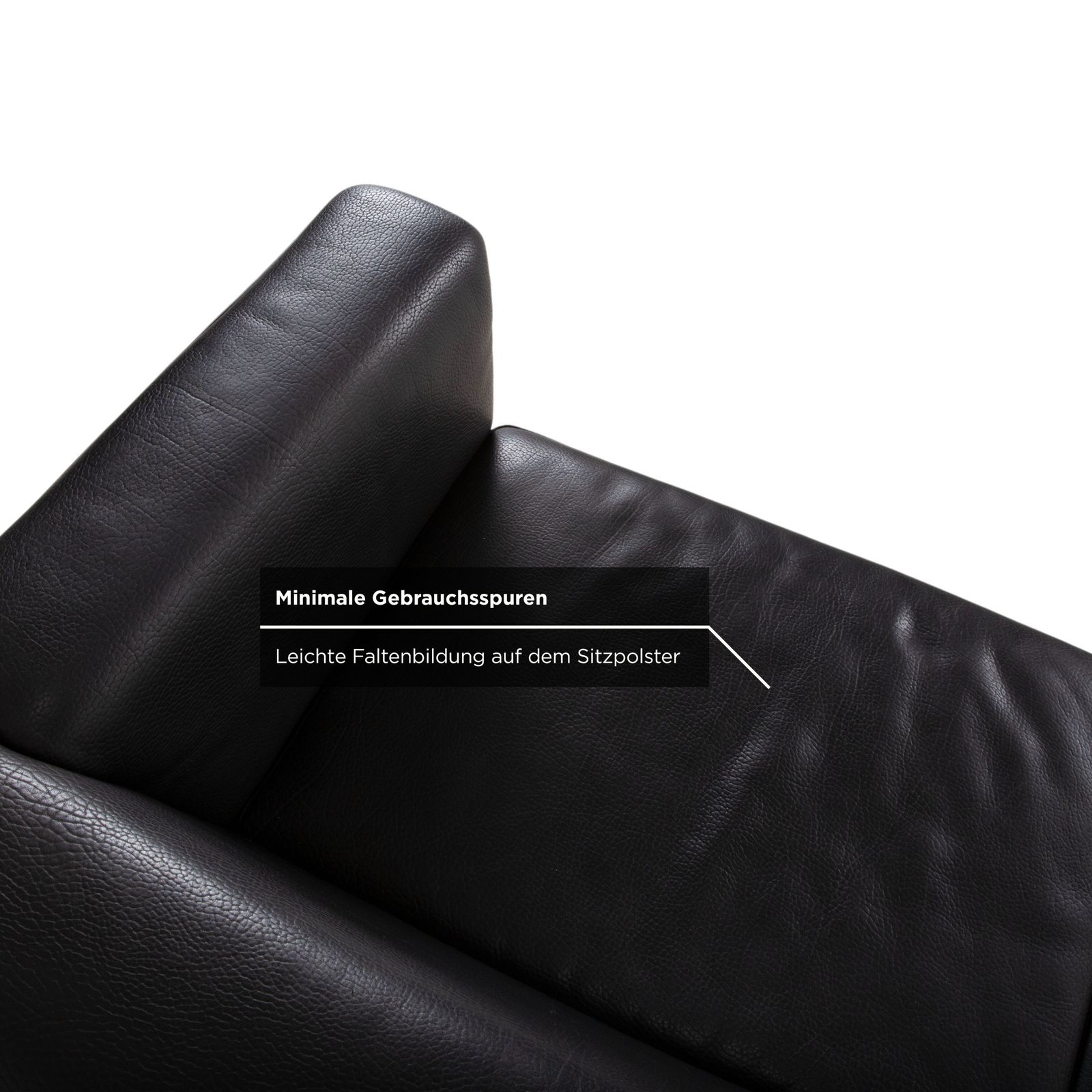 Mobilier Ensemble Brühl Visavis en cuir, canapé 3 places, noir photo