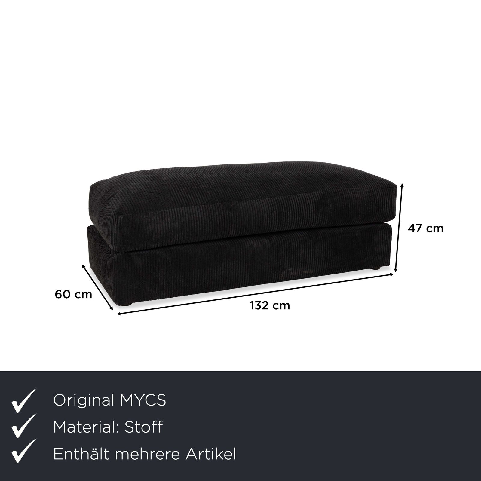 Mycs Flayr Fabric Four Seater Incl. Stool Black Couch photo for sale