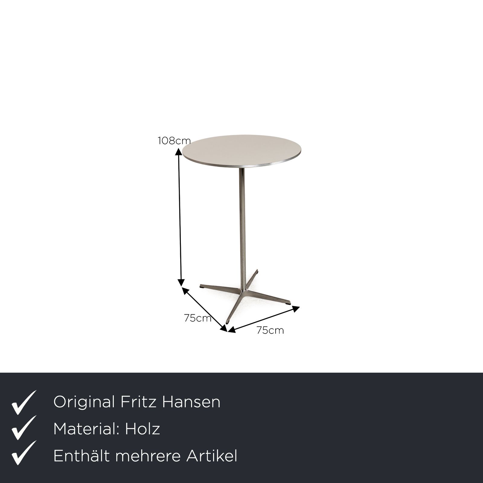 Fritz Hansen Wooden Dining Set White 6x Bar Table 75 X 75 X 108 Cm photo furniture