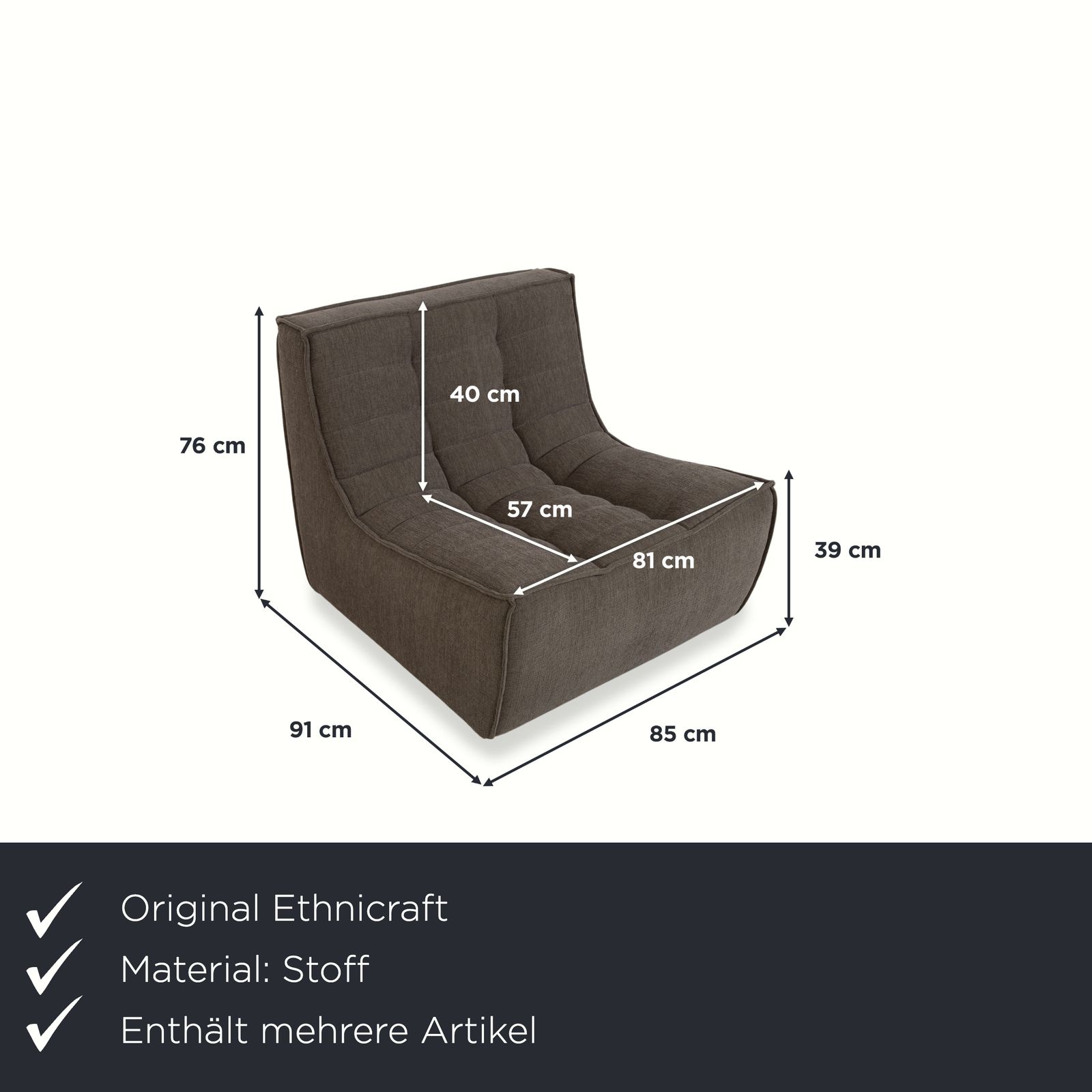 Ethnicraft N701 Fabric Fauteuil Set Grijs Groen photo furniture