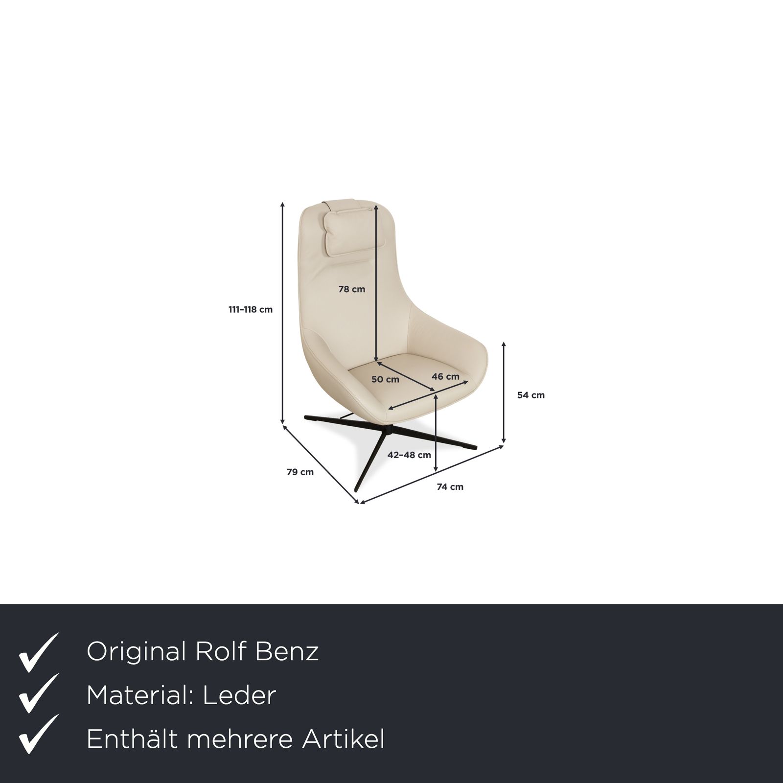 Rolf Benz Meg Leather Armchair Set Sienna Brown Beige Manual Function photo furniture
