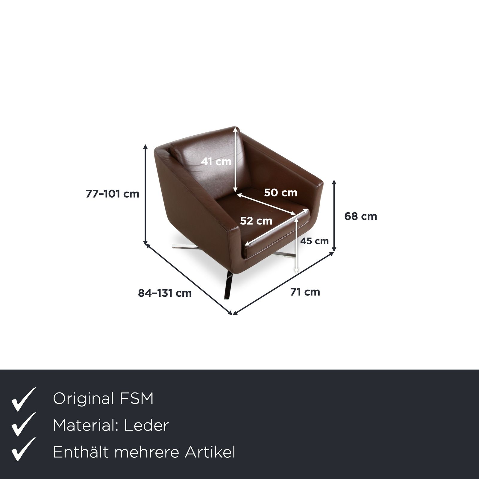 Fsm Pavo Leather Chrome Armchair Set Brown Manual Function Reclining Function photo furniture