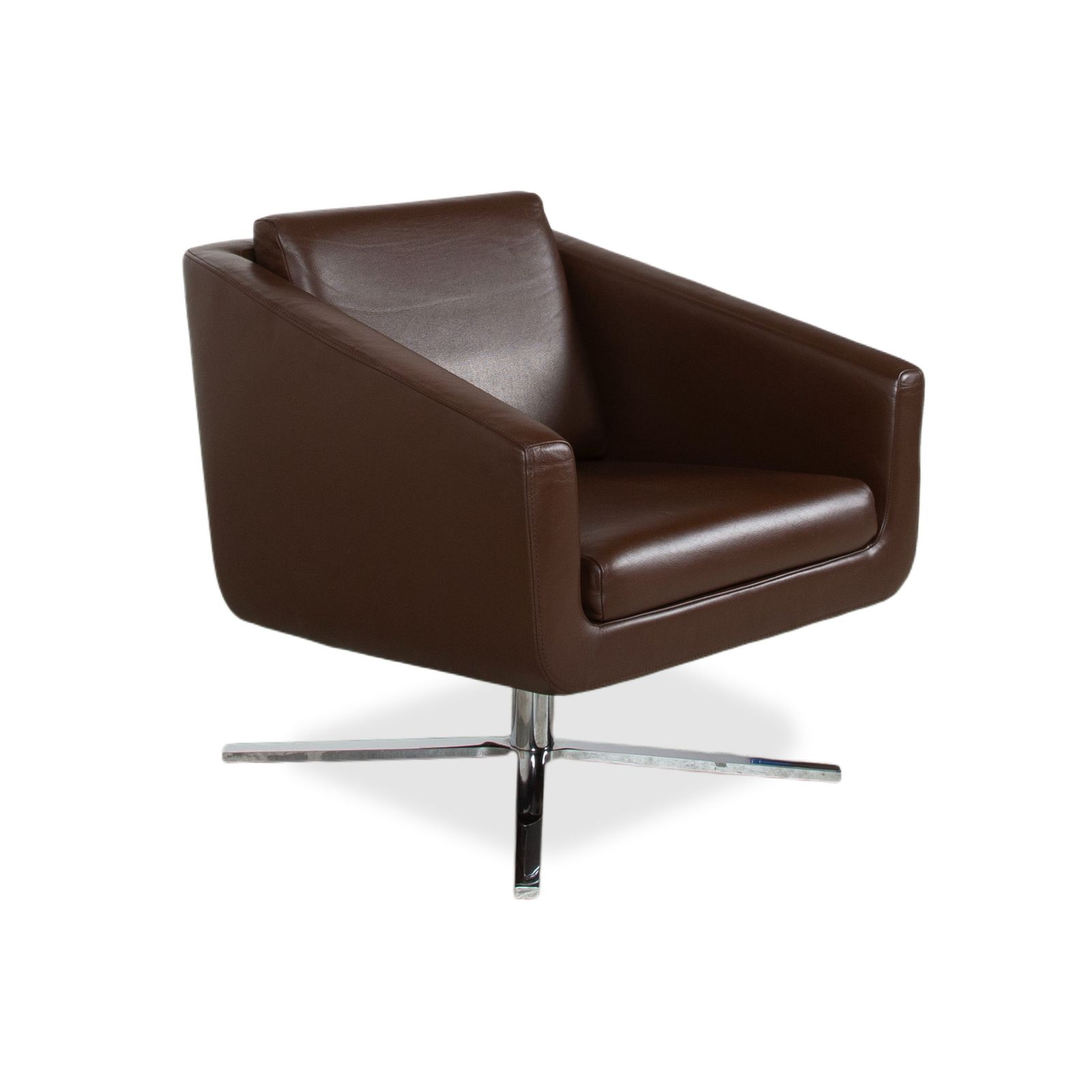 Fsm Pavo Leather Chrome Armchair Set Brown Manual Function Reclining Function photo for sale