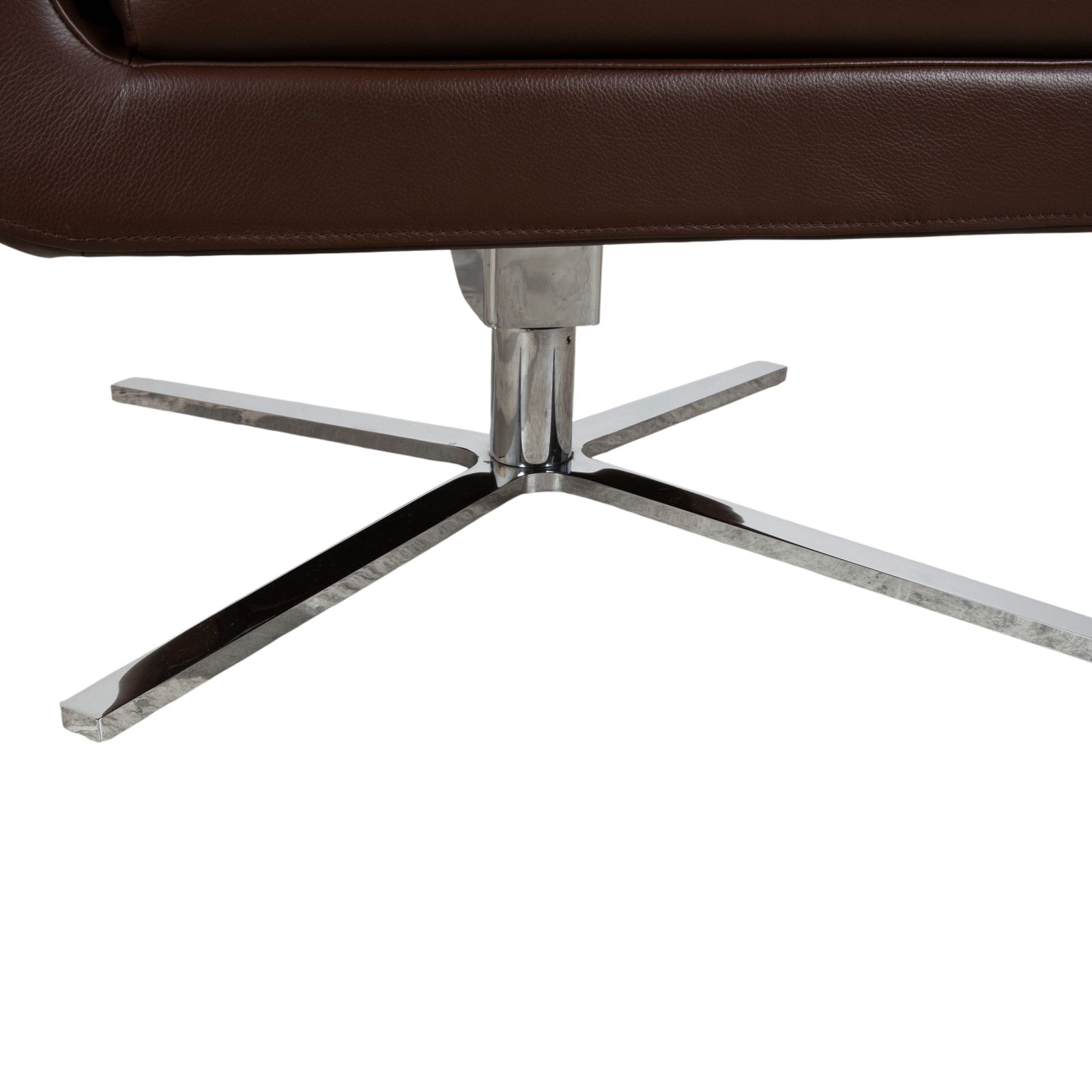 Fsm Pavo Leather Chrome Armchair Set Brown Manual Function Reclining Function photo Meubels