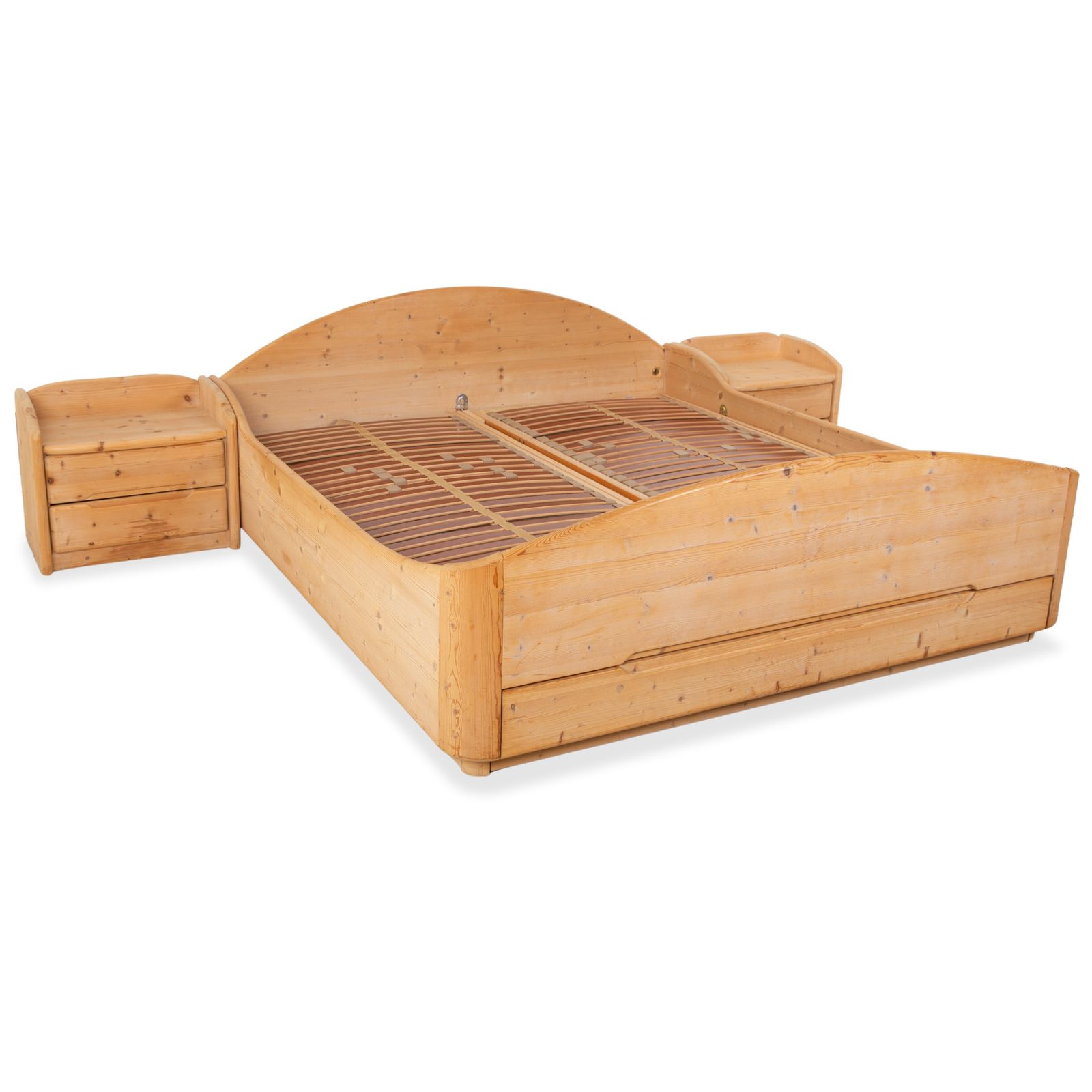 Lit en bois Team7 avec 2 tables de chevet, brun, 180 x 200 cm, fonction manuelle