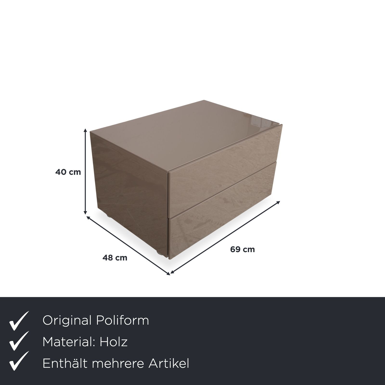 Poliform Dream Set Wood 2x Dressoir Taupe Nachtkastje photo furniture