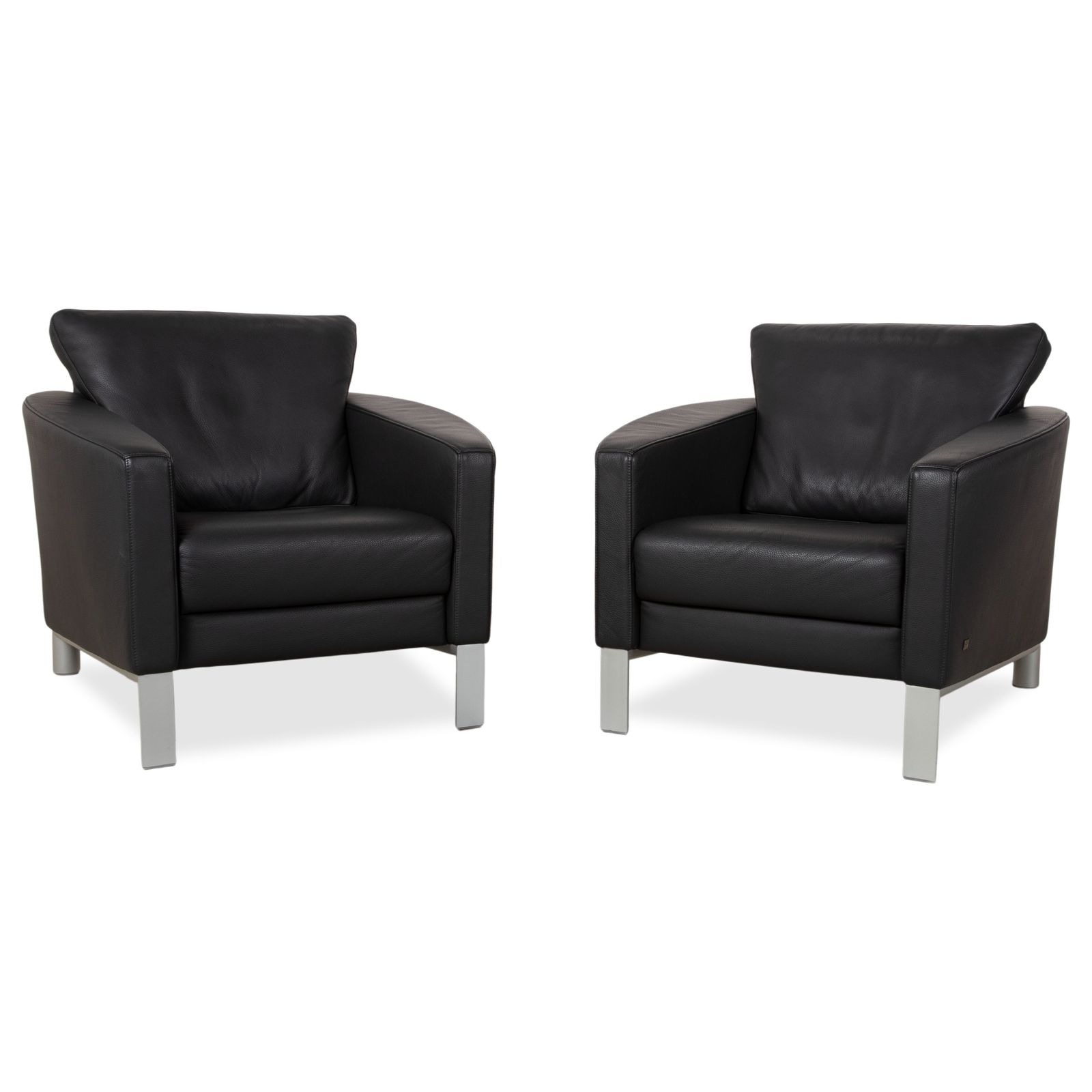 Lot de 2 fauteuils Rolf Benz 1200 en cuir noir