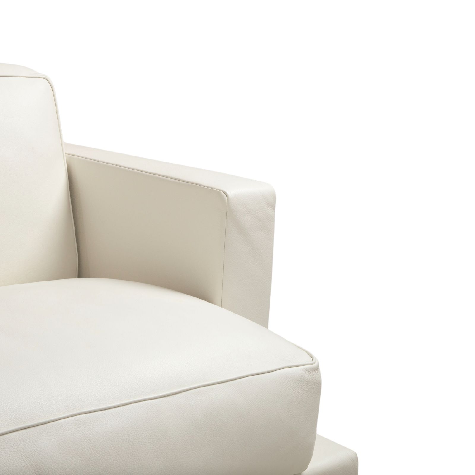 Baxter Leather Set Corner Couch Ottoman White Cream photo vinterior