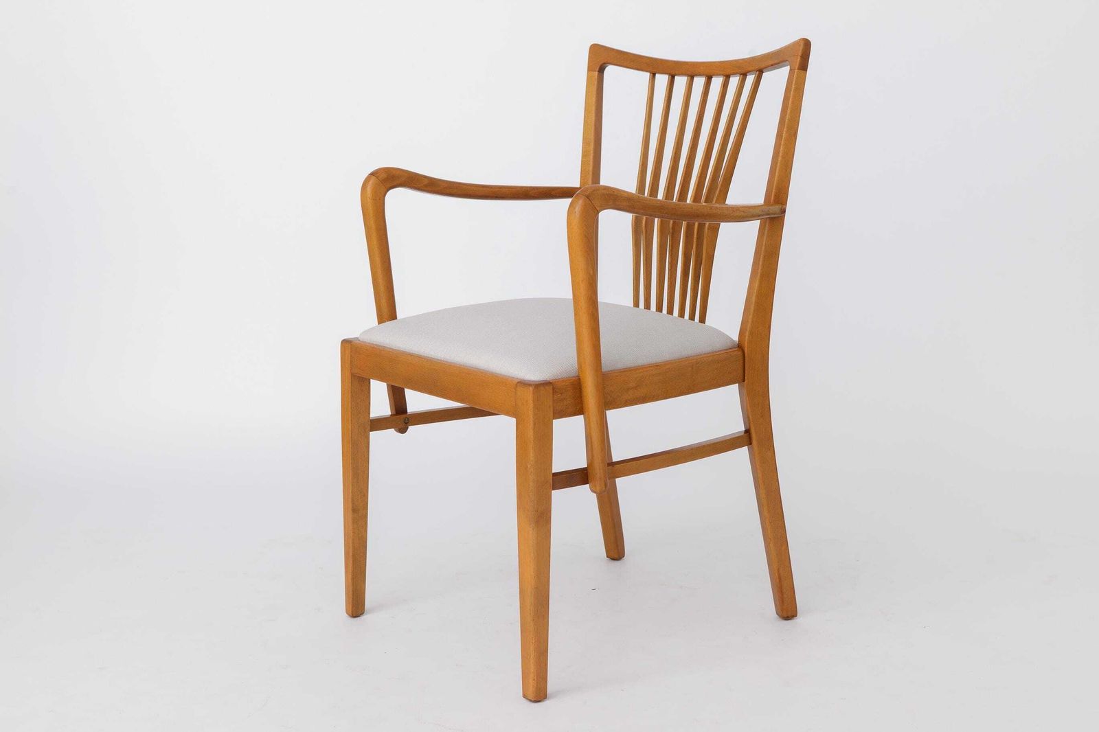 Vintage 1950s German Armchair | Solid Beech Wood | Newly Upholstered Chair photo Furniture