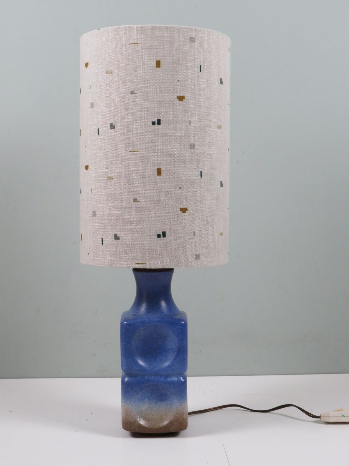 Italian Ceramic Table Lamp With Custom Made De Ploeg Lampshade photo for sale