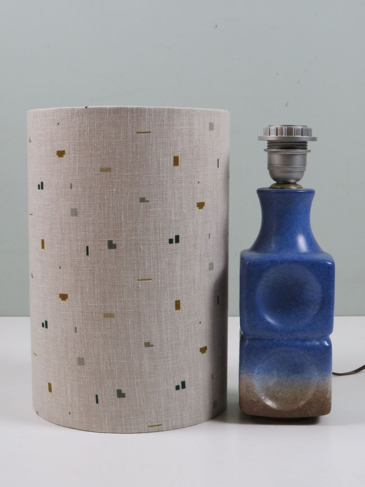 Italian Ceramic Table Lamp With Custom Made De Ploeg Lampshade photo 465.0