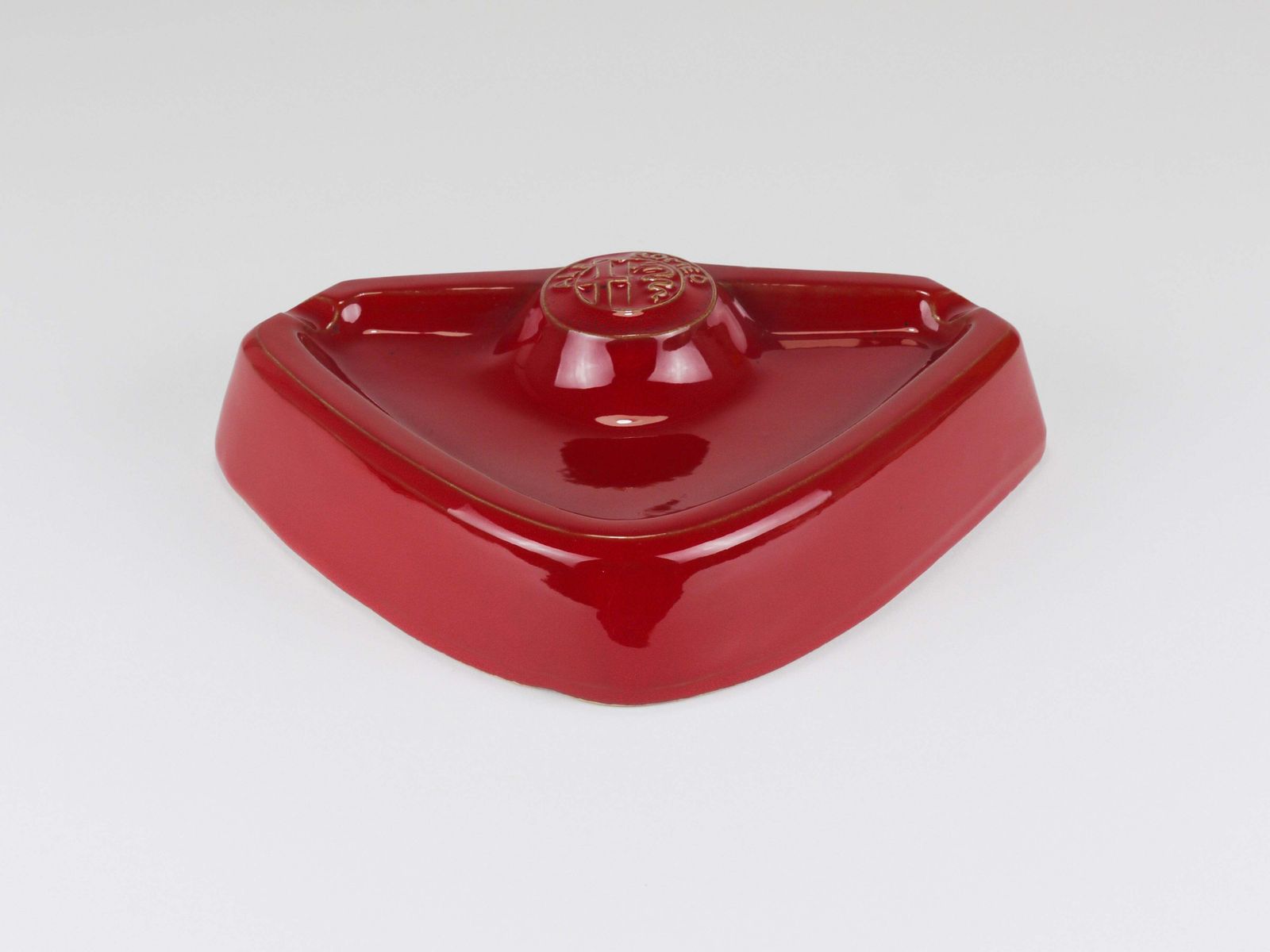 photo for sale Alfa Romeo Red Ceramic Ashtray, Relief Logo, Cnf Nicola Fasano, Italy, 1970s
