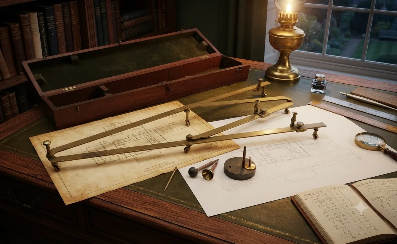 Antiek Georgisch messing pantograaf van John Bleuler, Londen (ca. 1790-1820)