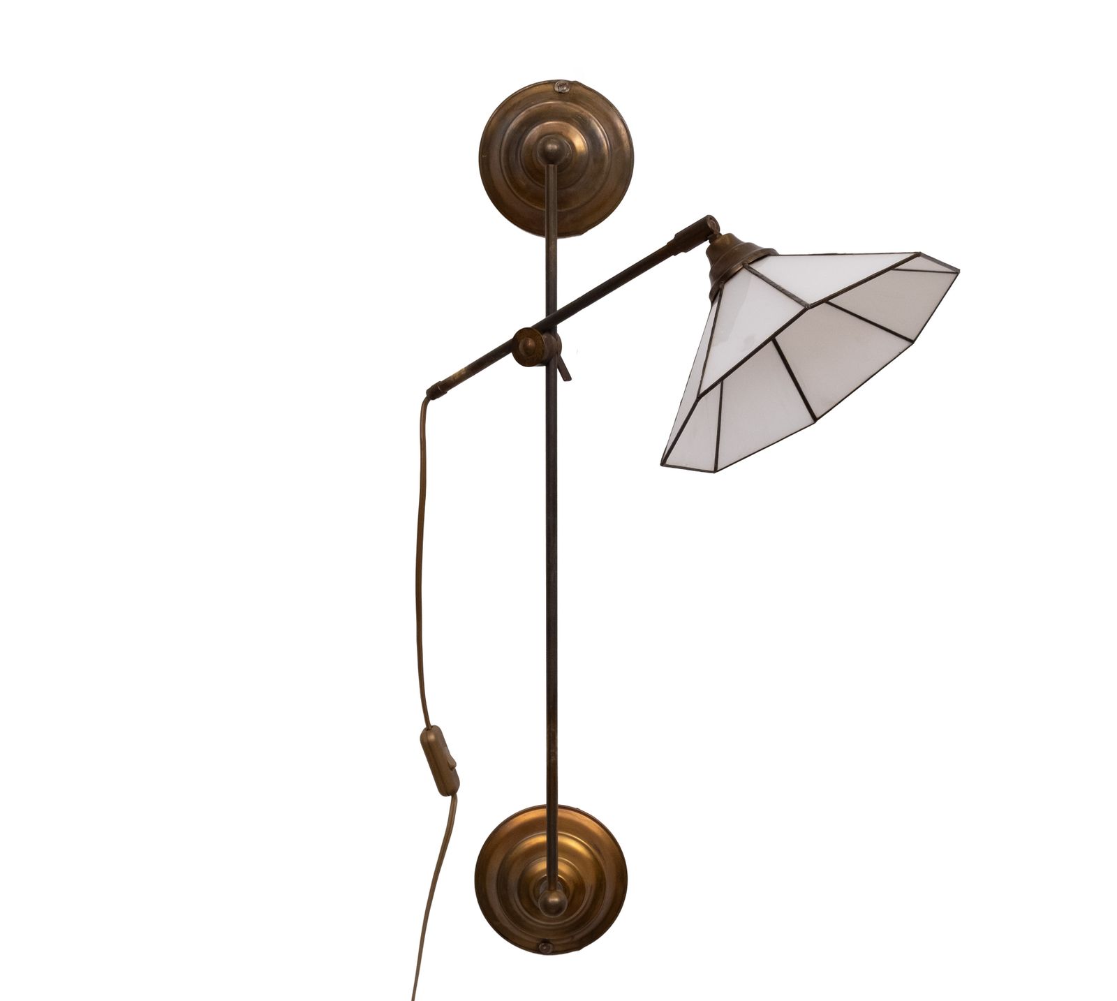 Tiffany Style Adjustable Brass Wall Lamp 1960s photo 340.0