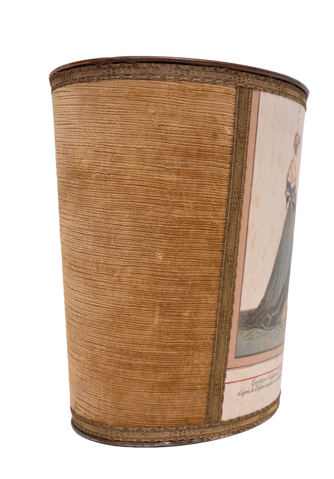 Metalen papiermand met bruine velours bekleding, Jean Holbein, ca. jaren 1950, Frankrijk photo 429.0