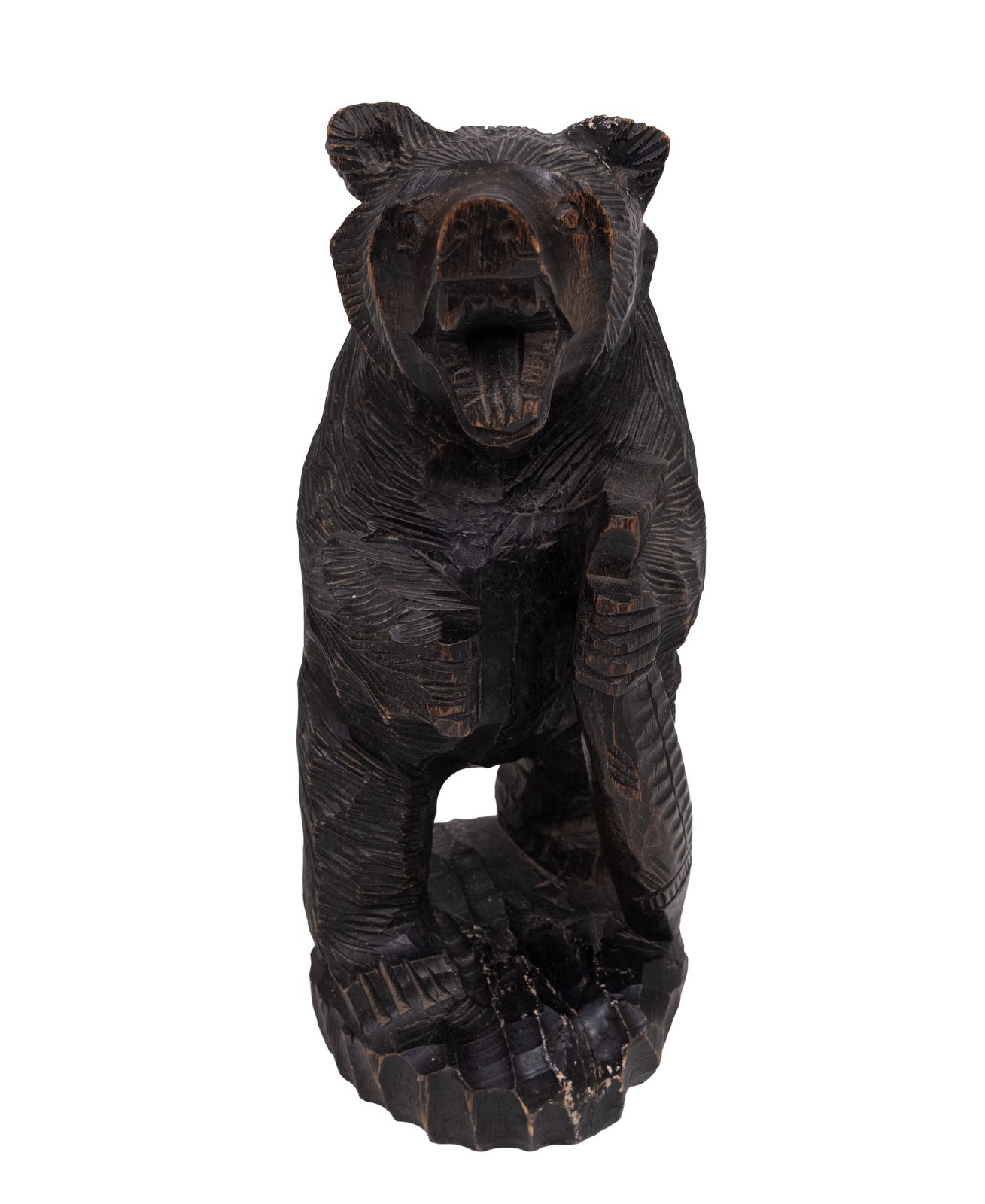 Vintage Japanese Wood Carving Of Ainu Bear Holding Fish Japan photo vinterior