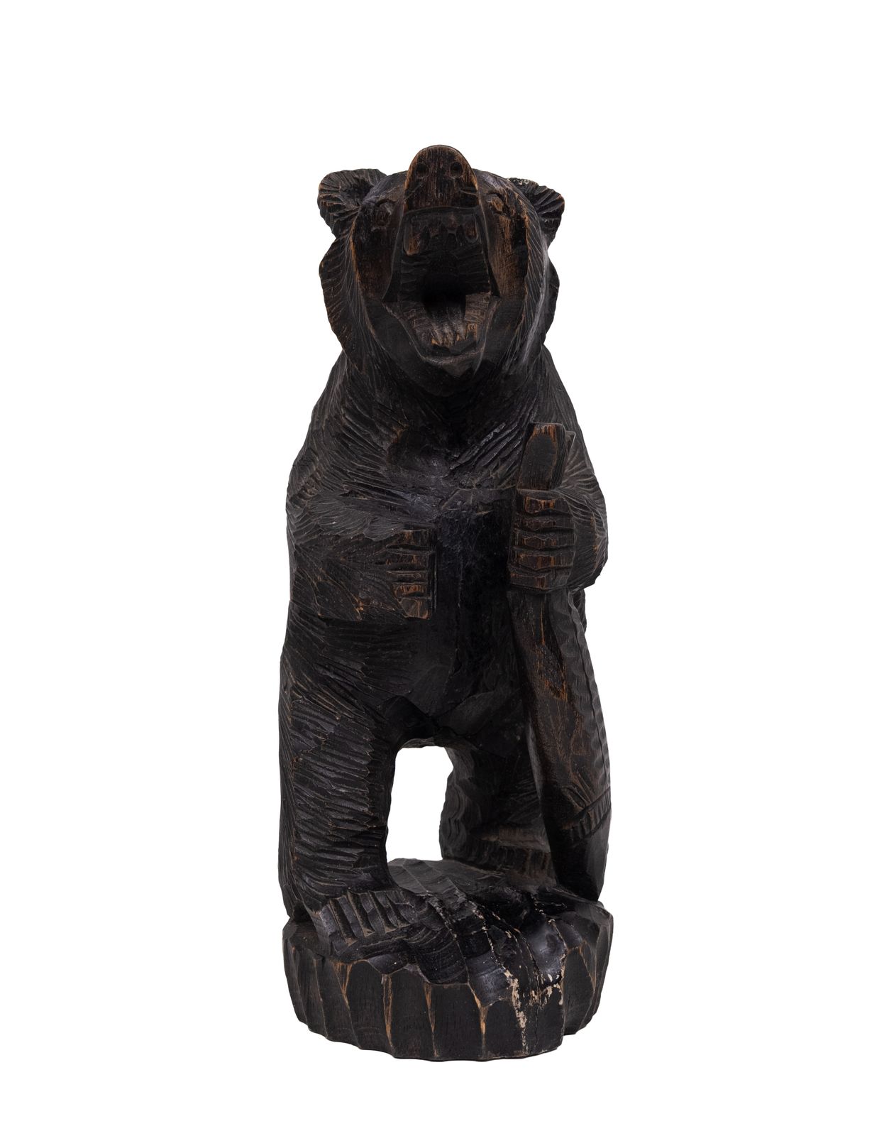 photo for sale Vintage Japanese Wood Carving Of Ainu Bear Holding Fish Japan