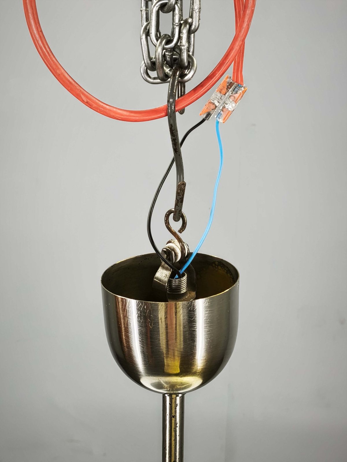 Bauhaus chromen en glazen hanglamp uit de jaren 1930, afkomstig uit Tsjecho-Slowakije photo for sale