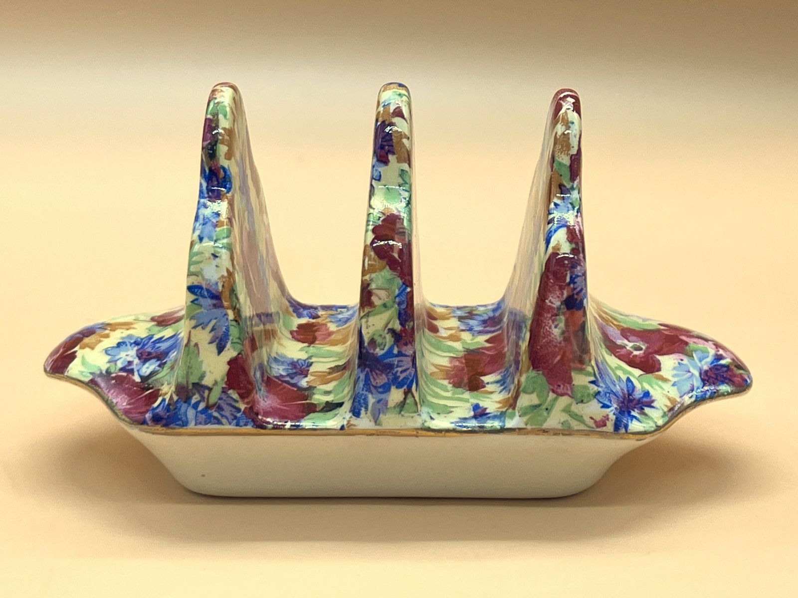 Porte-toast vintage Royal Winton Grimwades, motif Royalty Chintz, 2 fentes. photo furniture
