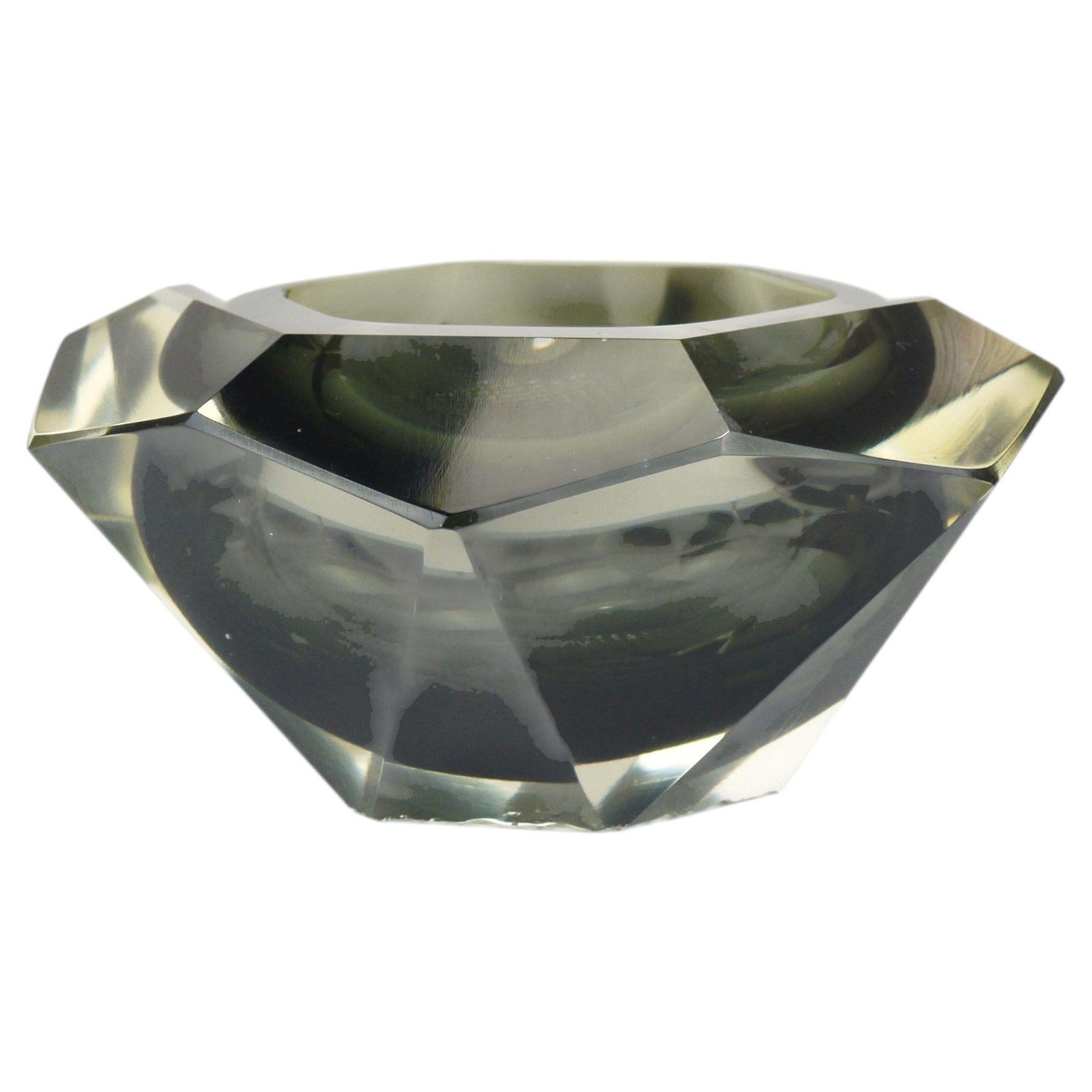 Mandruzzato Sommerso Faceted Diamond Caviar Bowl, Murano Glass, Italy, 1960s