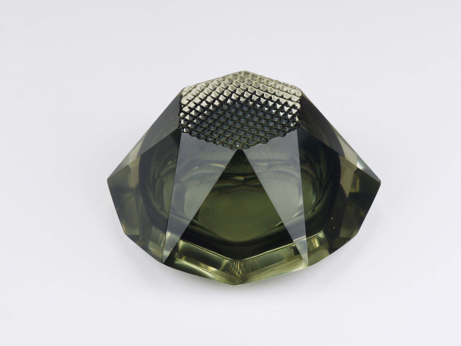 559.0 Mandruzzato Sommerso Faceted Diamond Caviar Bowl, Murano Glass, Italy, jaren 1960 photo