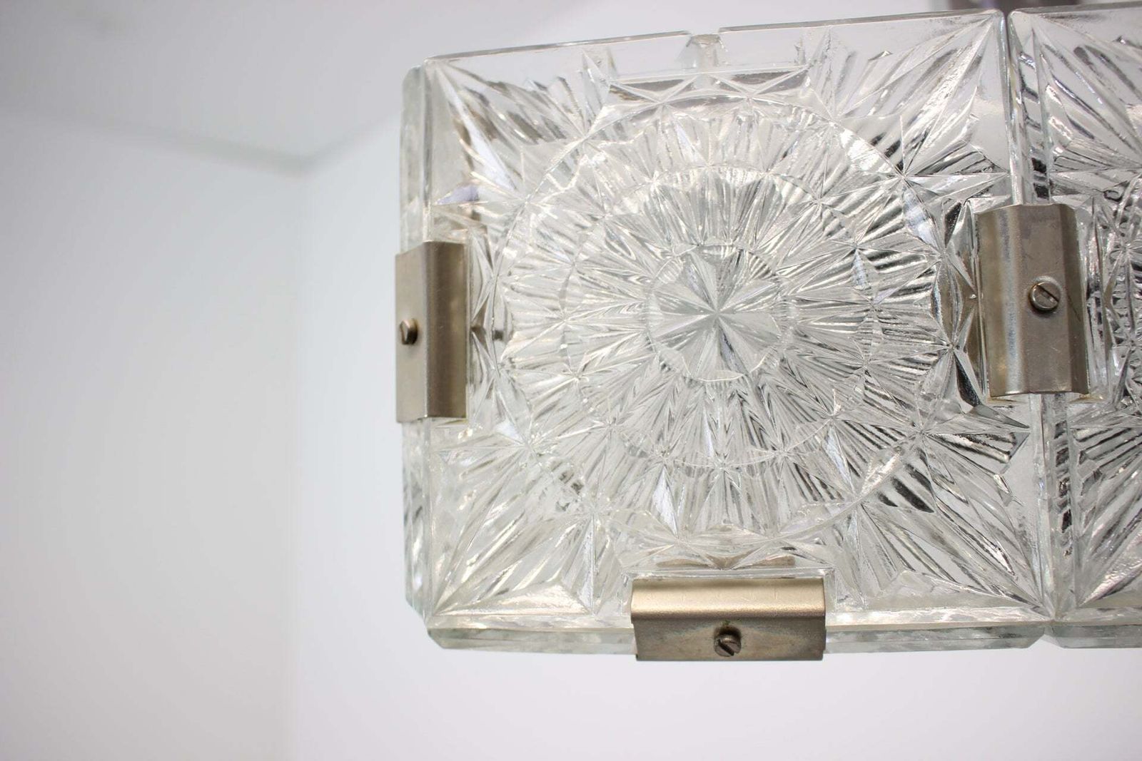 803.0 Paar Preciosa glazen kroonluchters Kamenický Šenov plafondlampen vintage kubuslamp photo