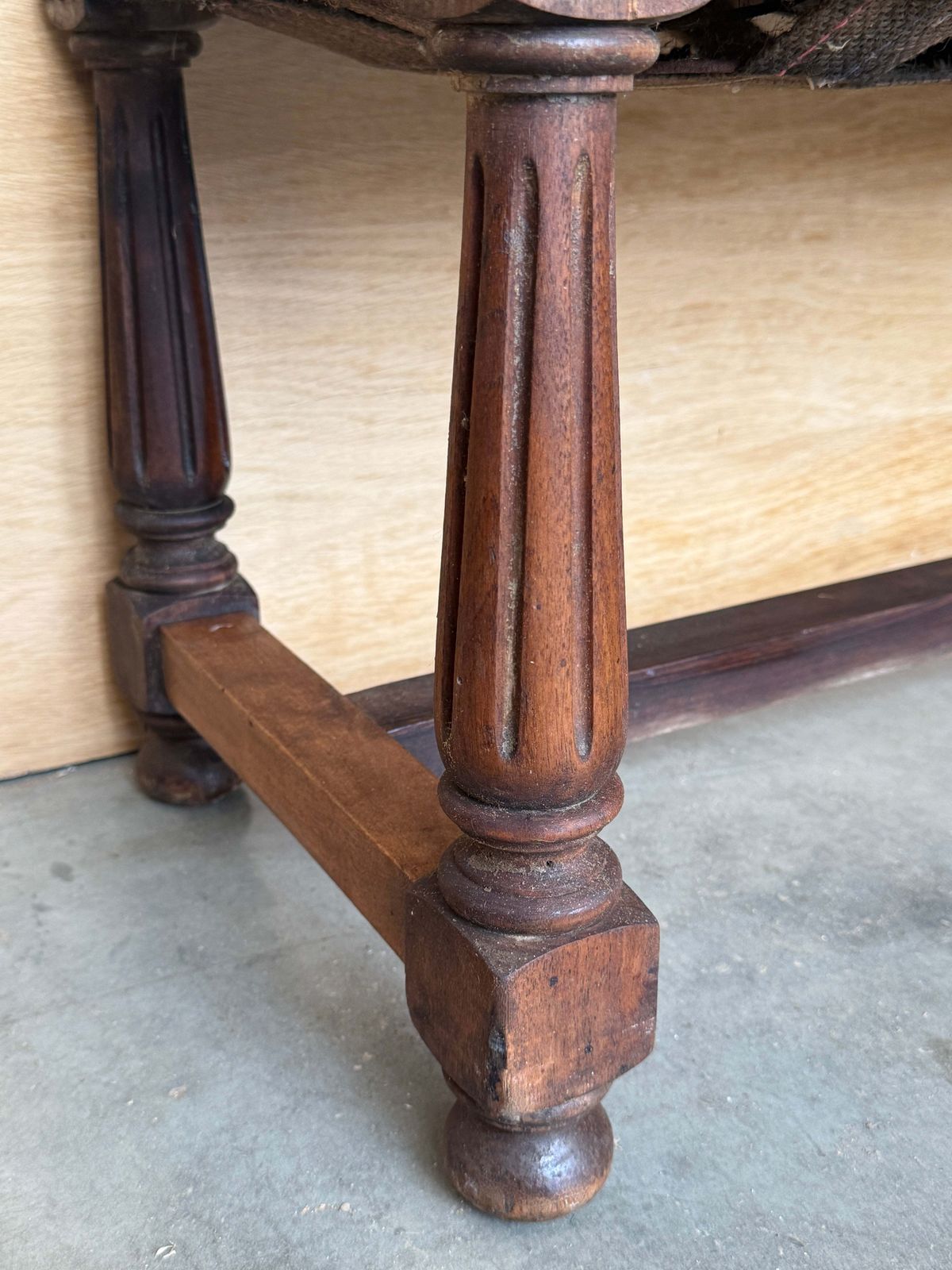 photo furniture Pair Of Antique Spanish Walnut Stools Upholstered With Green Leather Seats
