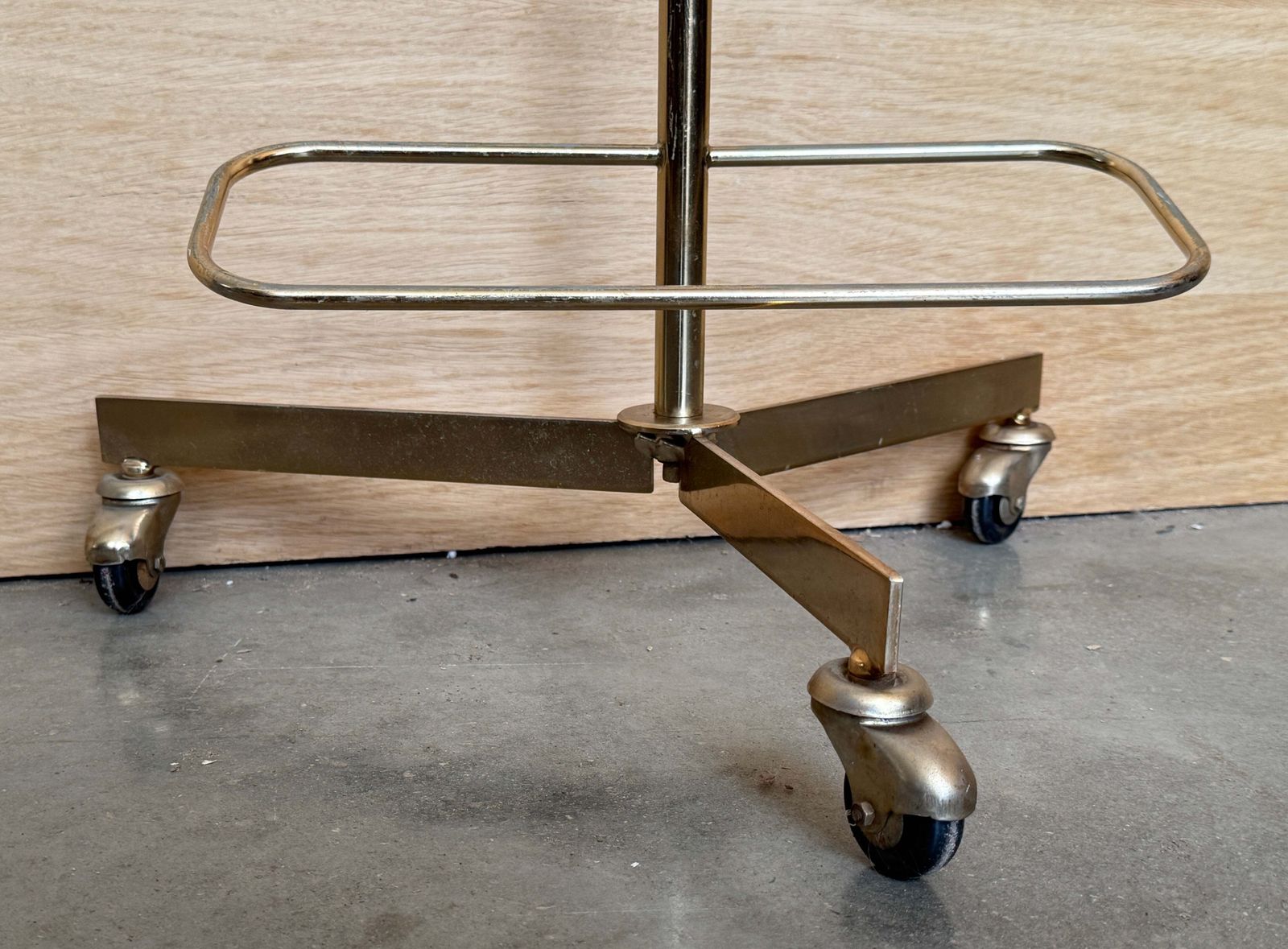 photo furniture Vintage Brass And Walnut Men's Coat Rack With Drawer And Trouser Rack