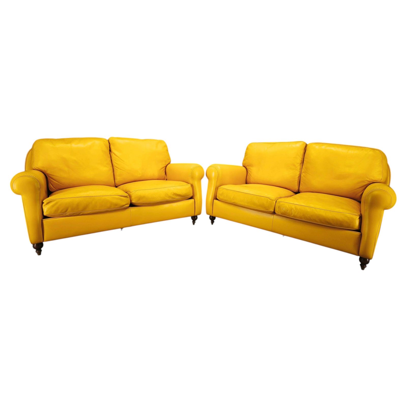 Pair Of Poltrona Frau George Leather Sofas, Italy, 1992