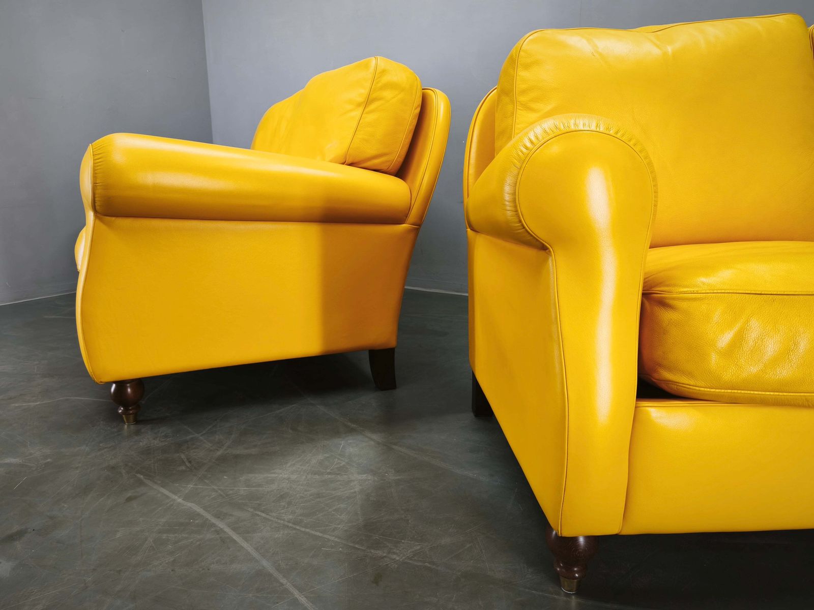 Pair Of Poltrona Frau George Leather Sofas, Italy, 1992 photo Furniture