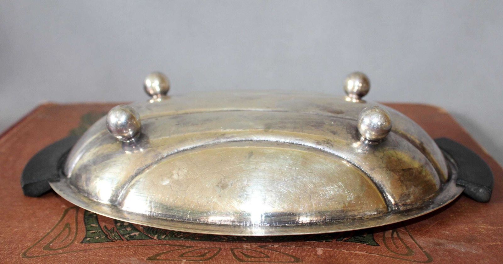 photo furniture Art Deco Silver Plate Hammered Bowl, German Hoka Weissmetall Mit Feinsilberauflage, Germany, Ball Feet, Centerpiece, Trinket Bowl