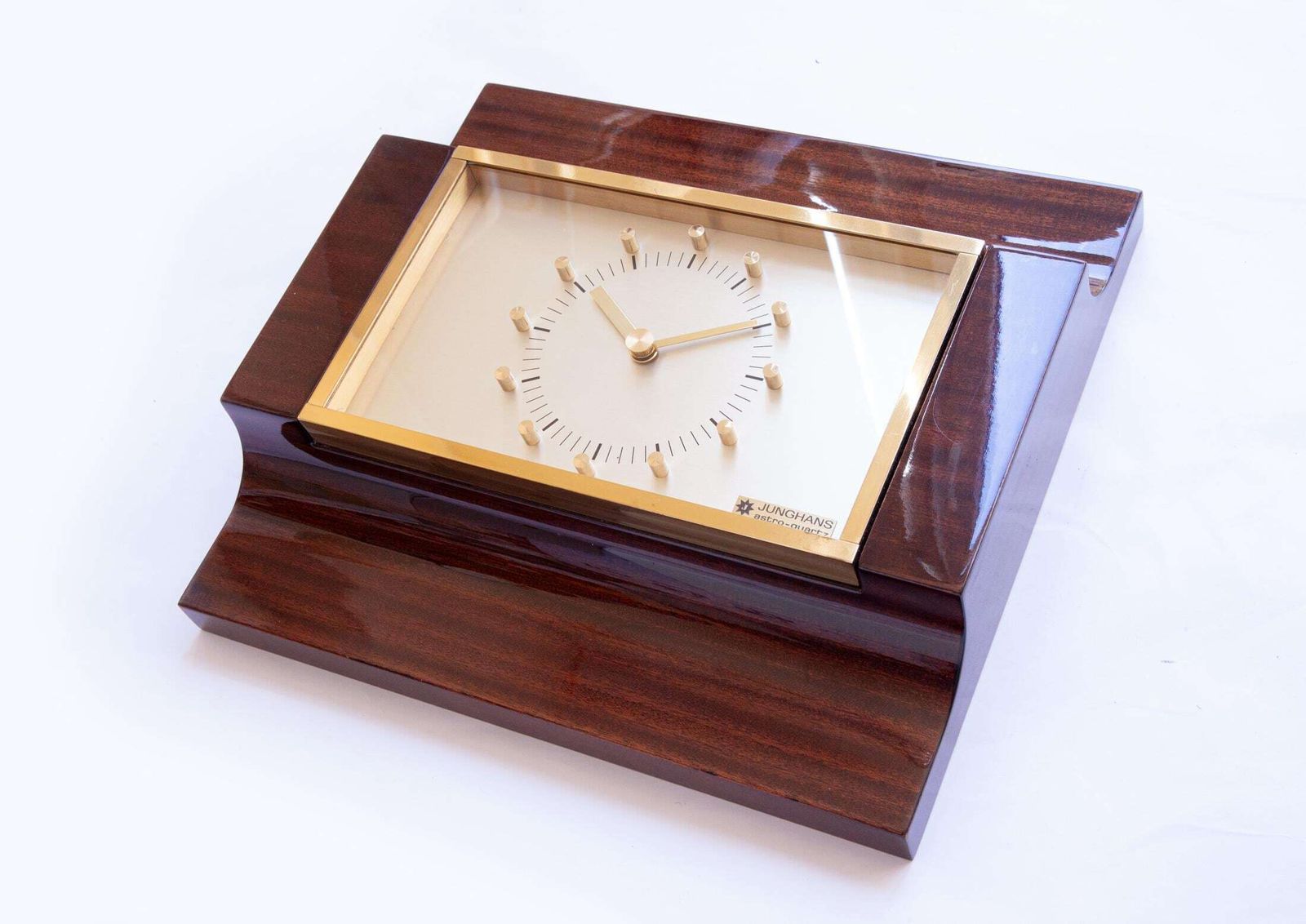 Junghans wandklok, Mid-Century Modern, Space Age, Duitsland, atomair goud photo furniture