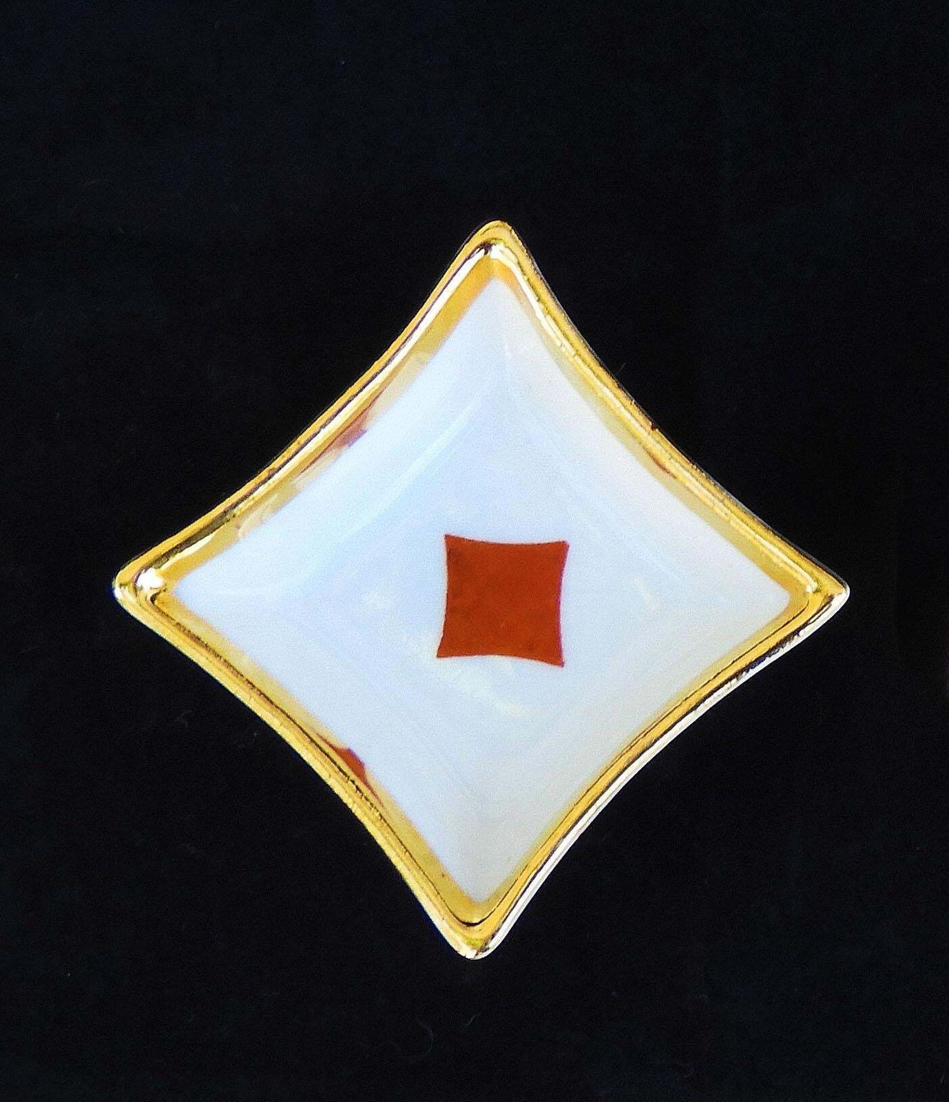 Coupelles et cendriers en porcelaine de Limoges, motifs cartes à jouer, vers 1960, lot de 4 photo vintage