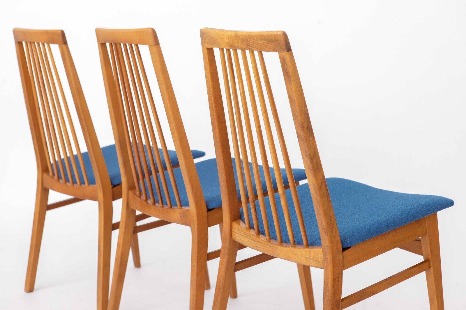 Set van 6 Duitse eetkamerstoelen, jaren 1960 | Massief beuken mid-century stoelen | Opnieuw bekleed photo Meubels