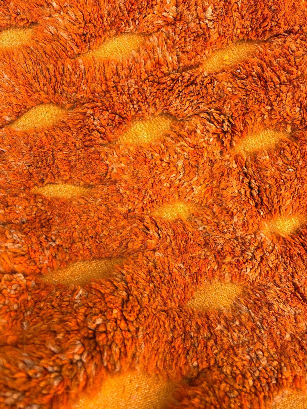 Tapis marocain orange 200x300 cm, tapis marocain authentique, tapis berbère, laine véritable, fait main, style Beni Ourain, tapis de salon photo vintage