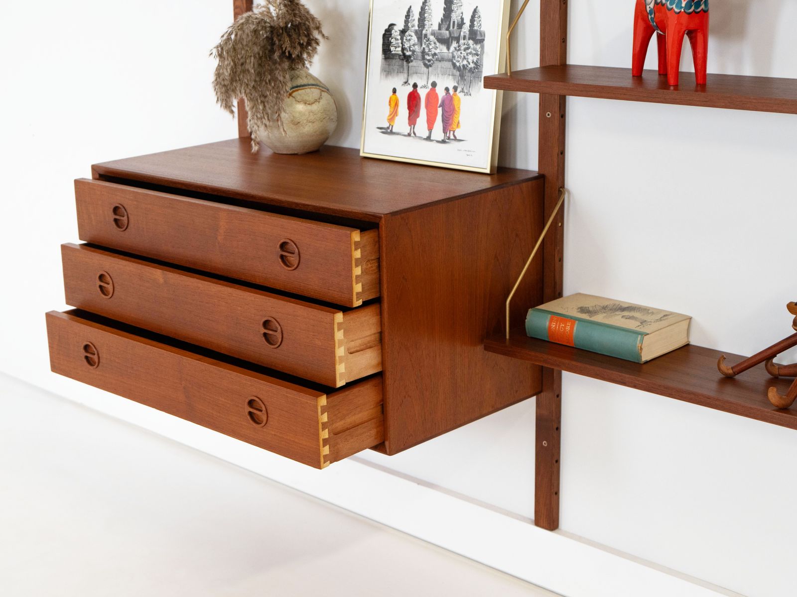 photo vintage Teakhouten modulaire kast, Deens design, jaren 1960, gemaakt in Denemarken