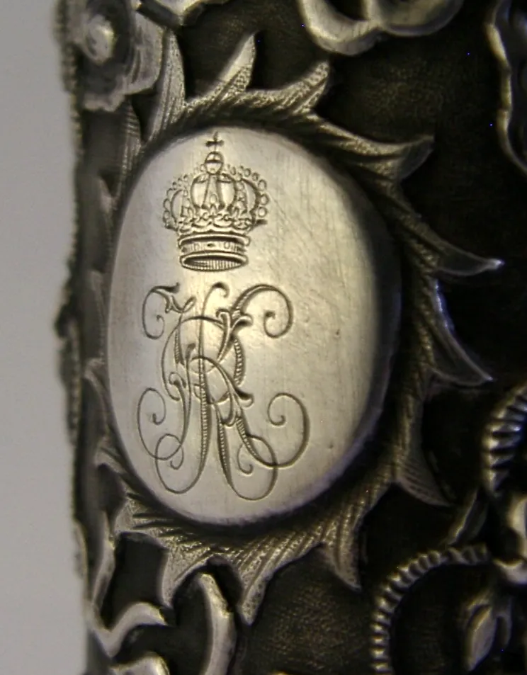 Chinese Export Silver Beaker Cup Royal Cypher Cornet Crest ? 1901 Dragons 89g photo 495.0