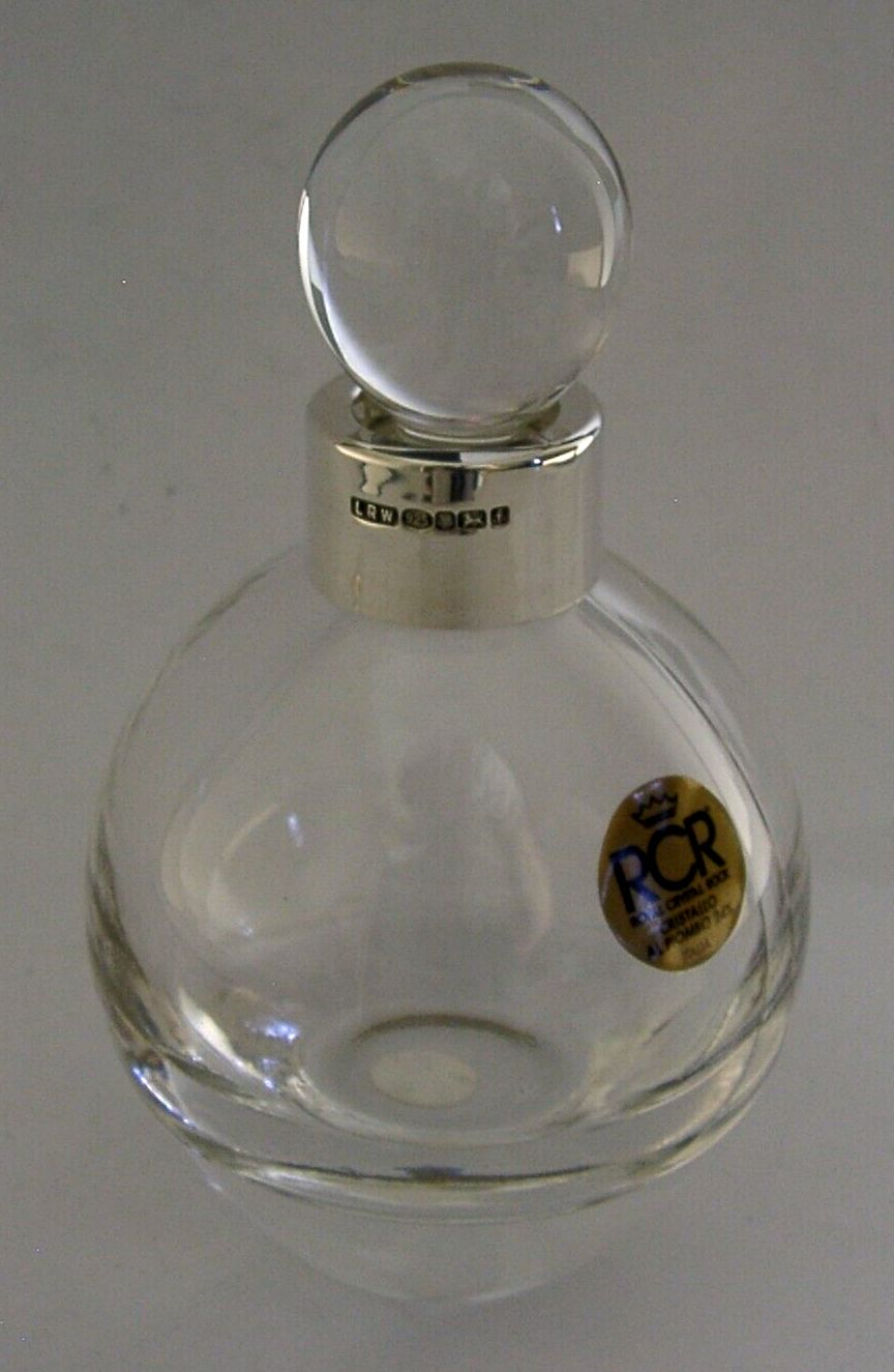 Flacon de parfum anglais en argent massif sterling et verre cristal, pour coiffeuse, 2005 photo Décoration
