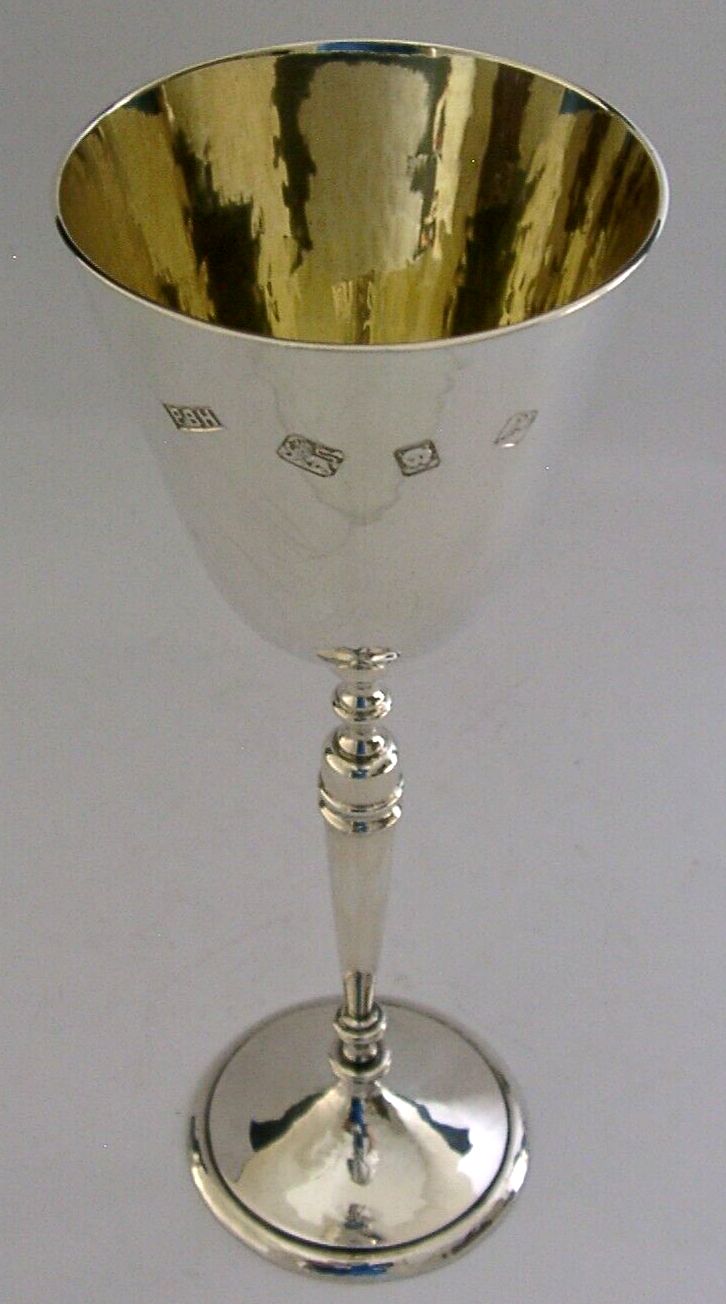 Heavy 140g Arts & Crafts Tewkesbury Sterling Silver Wine Goblet 1971 Barware photo Home Decor