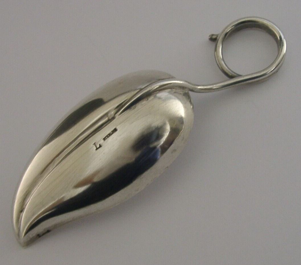 Novelty Art Nouveau Sterling Silver Leaf Caddy Spoon C1900 American Antique photo Woonaccessoires